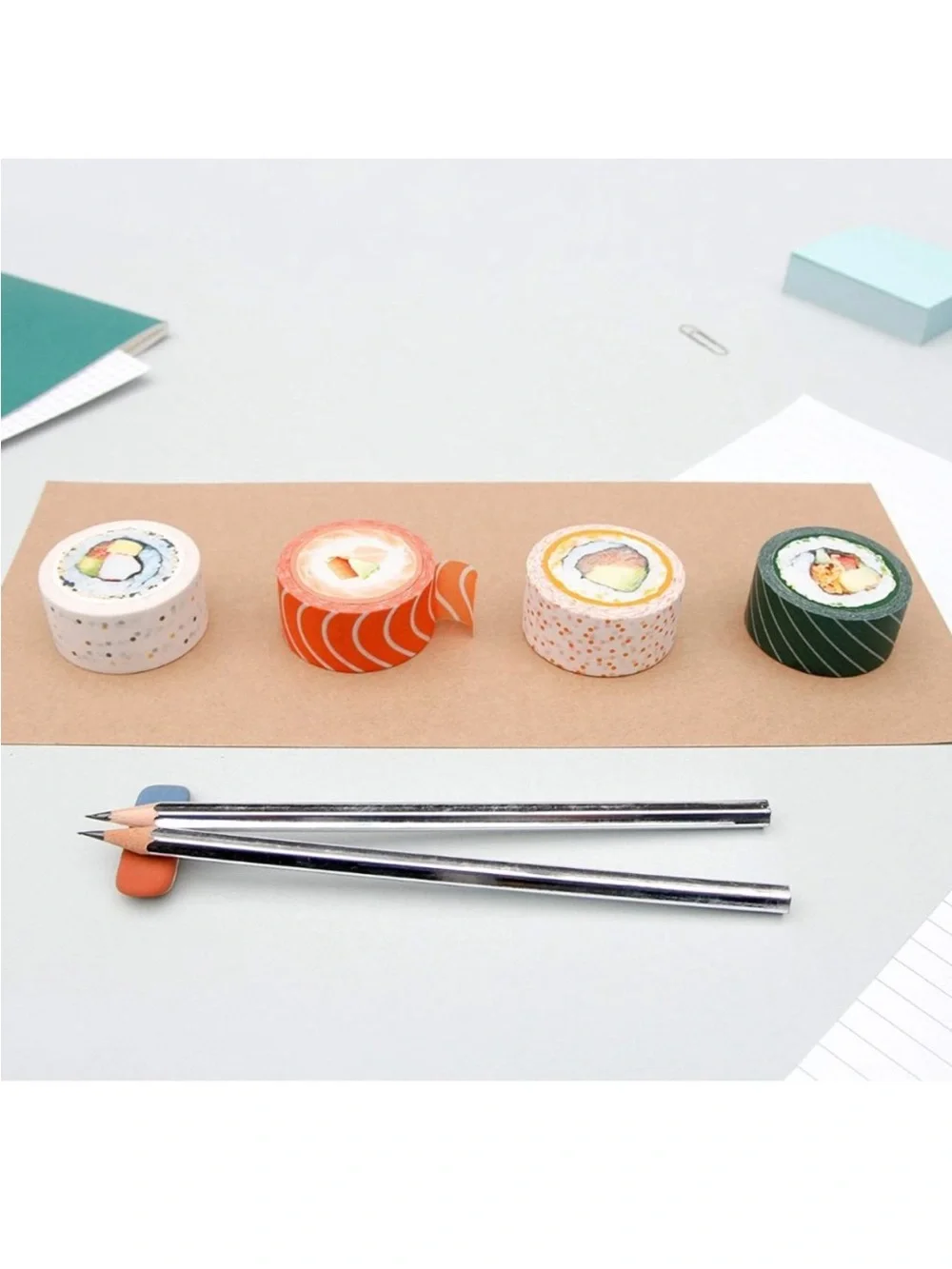 Sushi Paper Washi Tape, set includes 4 rolls
